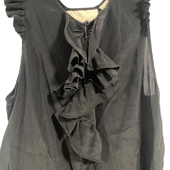 Anthropologie Maeve Hermine Silk Ruffle Sleeveless‎ Black Blouse Women's Size 10 - Picture 2 of 9
